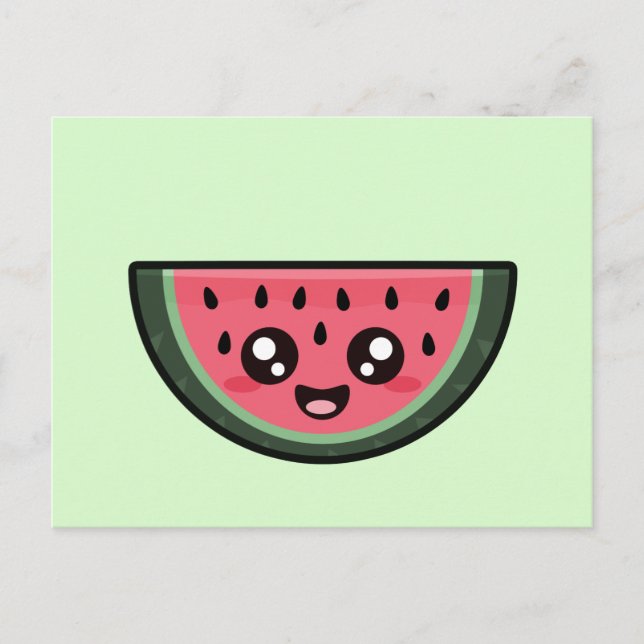 Cartão Postal Kawaii Watermelon (Frente)