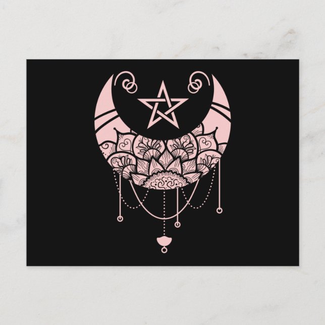 Cartão Postal Kawaii Witchy Crescent Gótico Moon (Frente)