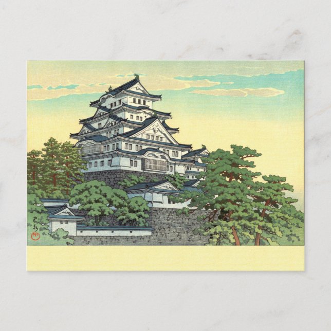 Cartão Postal Kawase Hasui Pacific Transport Lines Himeji Castle (Frente)