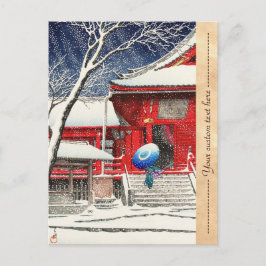 Cartão Postal Kawase Hasui Snow em Ueno Kiyomizudo hanga art