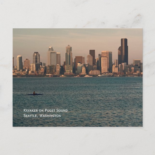 Cartão Postal Kayak no Cartão-postal Sunset de Seattle (Frente)