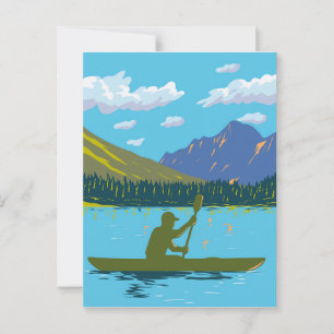 Cartão Postal Kayak no lago Josephine no Parque Nacional Glacier