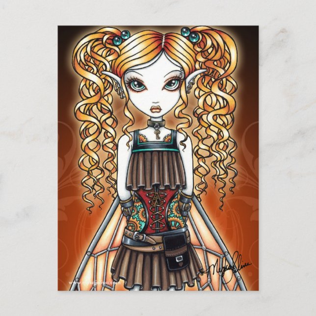Cartão Postal "Kayla" Steampunk Fairy Close Cartaz (Frente)