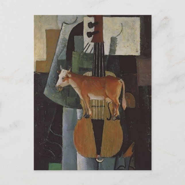 Cartão Postal Kazimir Malevich - Vaca e Fiddle (Frente)