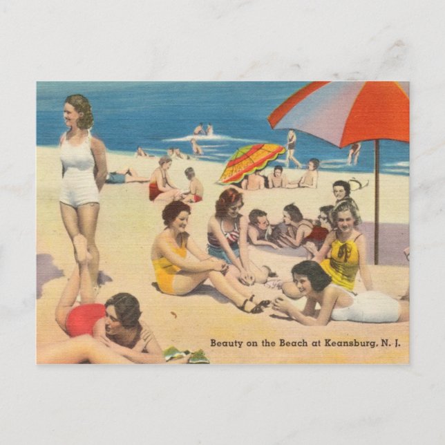 Cartão Postal Keansburg, NJ Antique Beach Scene (Frente)