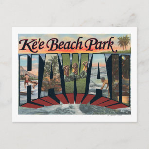 Cartão Postal Ke'e Beach Park, Havaí - Cenas com Letras Grandes