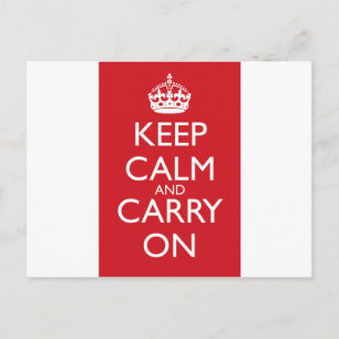 Cartão Postal Keep Calm And Carry On: Fire Engine Red