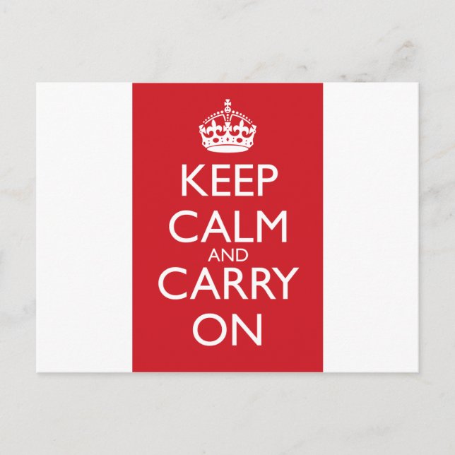 Cartão Postal Keep Calm And Carry On: Fire Engine Red (Frente)