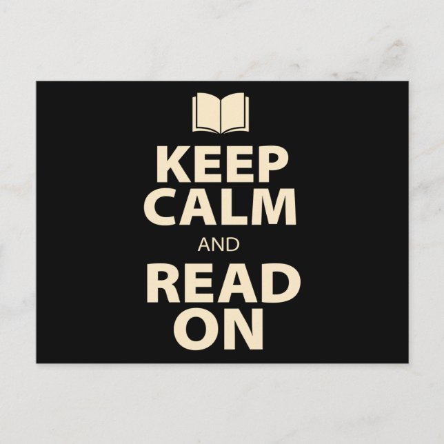 Cartão Postal Keep Calm and Read On Book (Frente)