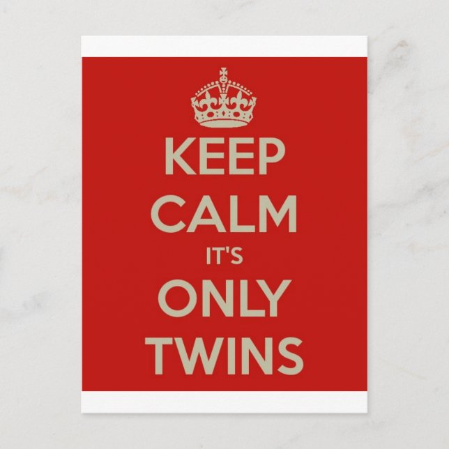 Cartão Postal Keep Calm It's Only Twins (Frente)