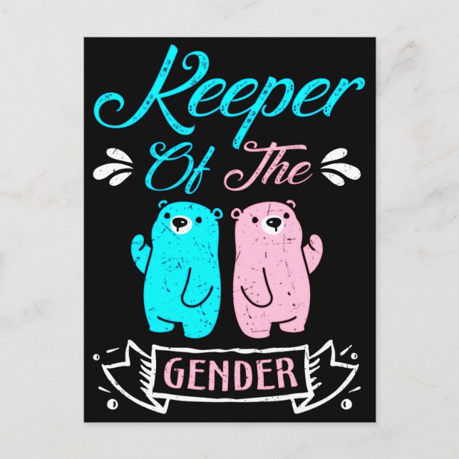 Cartão Postal Keeper of the Gender Pink and Blue Teddy Bear (Frente)