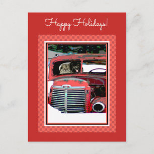 Cartão Postal Keeshond Christmas Old Truck Painting Art