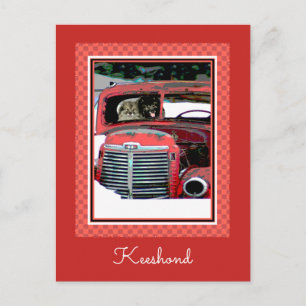 Cartão Postal Keeshond Christmas Old Truck Painting Art