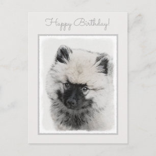 Cartão Postal Keeshond Puppy Drapy - Arte Cachorro Original Boni