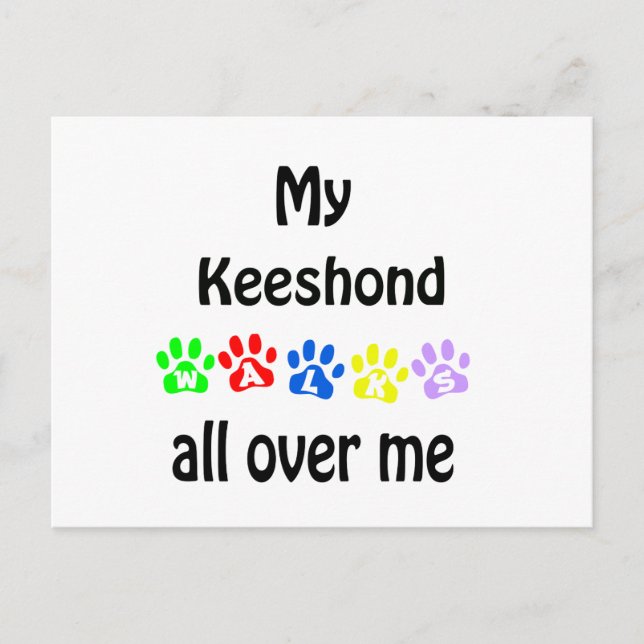 Cartão Postal Keeshond Walks Design (Frente)
