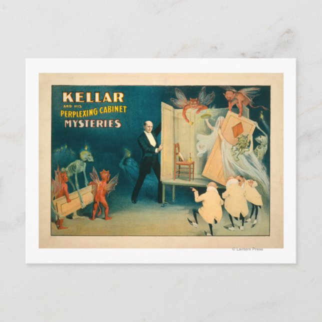 Cartão Postal Kellar e seus mistérios do gabinete perplexos Magi (Frente)