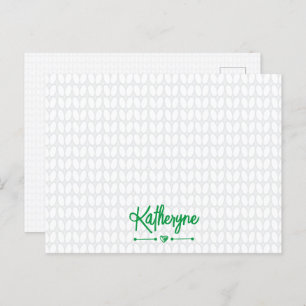 Cartão Postal Kelly Green Personalised Knit Stitch