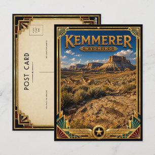 Cartão Postal Kemmerer Wyoming Arte Deco Vintage Era de Ouro