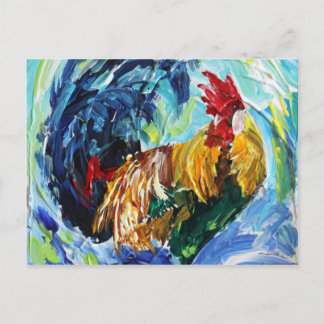 Cartão Postal Ken, o galo. As galinhas adoram estas