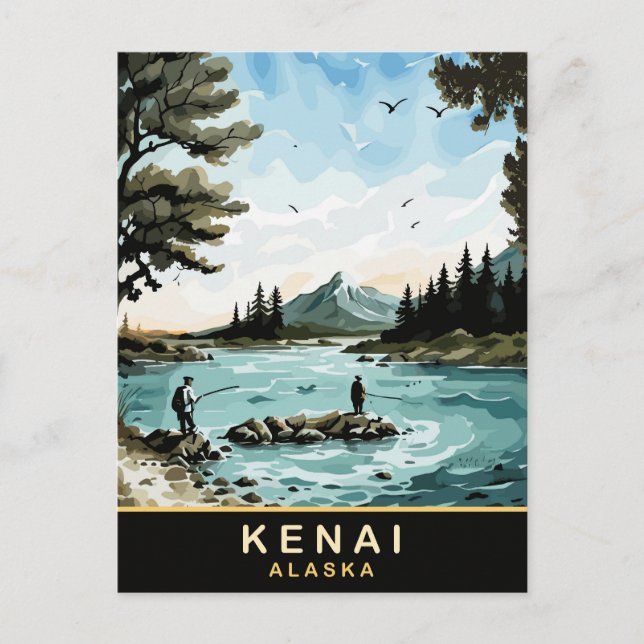 Cartão Postal Kenai, Alasca, Viagens vintage (Frente)