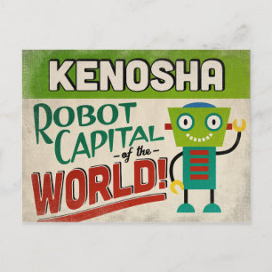 Cartão Postal Kenosha Wisconsin Robot - Engraçado Vintage