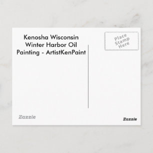 Cartão Postal Kenosha Wisconsin Winter Harbor Oil Painting