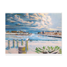 Kenosha Wisconsin Winter Harbor Oil Painting