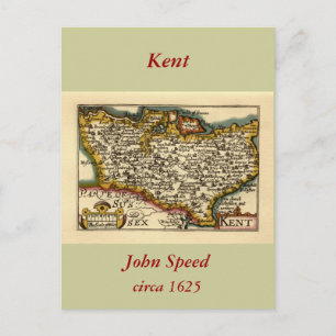 Cartão Postal Kent County England Antiga Antiquária John Speed M