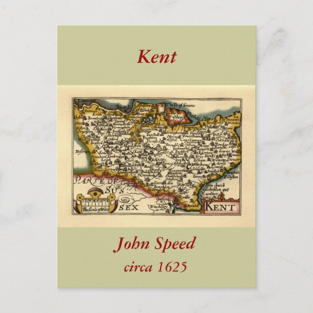 Cartão Postal Kent County England Antiga Antiquária John Speed M (Frente)
