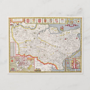 Cartão Postal Kent, gravado por Jodocus Hondius