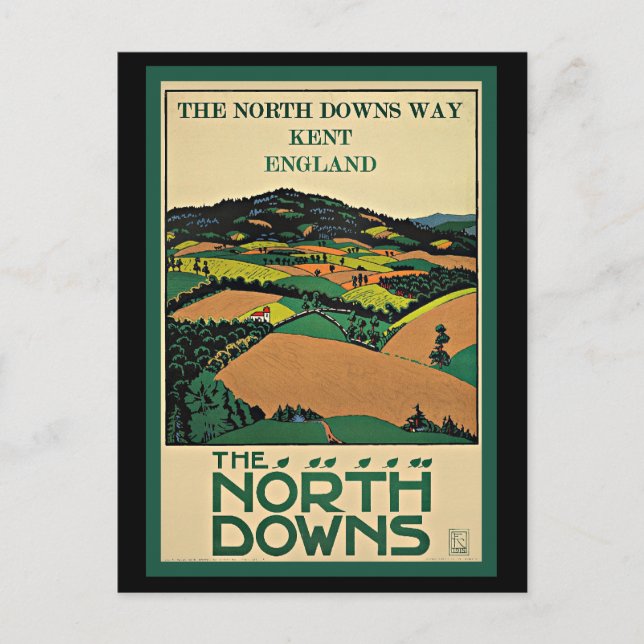 Cartão Postal Kent, Inglaterra, North Downs, (Frente)