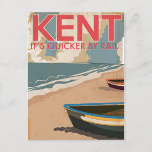 Cartão Postal Kent, Inglaterra Pôster de Viagem de Locomotiva An