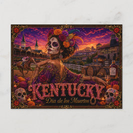 Cartão Postal Kentucky Dia de los Muertos Retro
