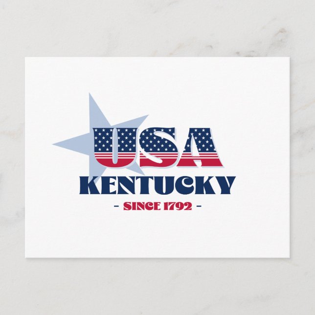 Cartão Postal Kentucky em Red, White e Blue Postcard (Frente)