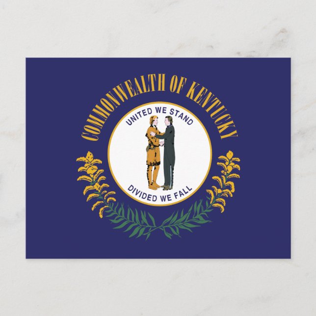 Cartão Postal Kentucky Flag United We Stand Frontiersman  (Frente)