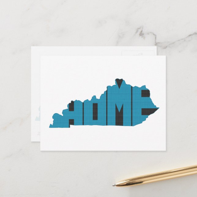 Cartão Postal Kentucky Home State Blue Word Art (Frente/Verso In Situ)