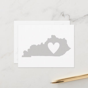 Cartão Postal Kentucky Shaped Cinza Kentucky Heart Love Adore