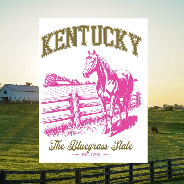 Cartão Postal Kentucky The Bluegrass State Est. Cavalo 1792 (Kentucky The Bluegrass State Est. 1792 Horse Postcard
)