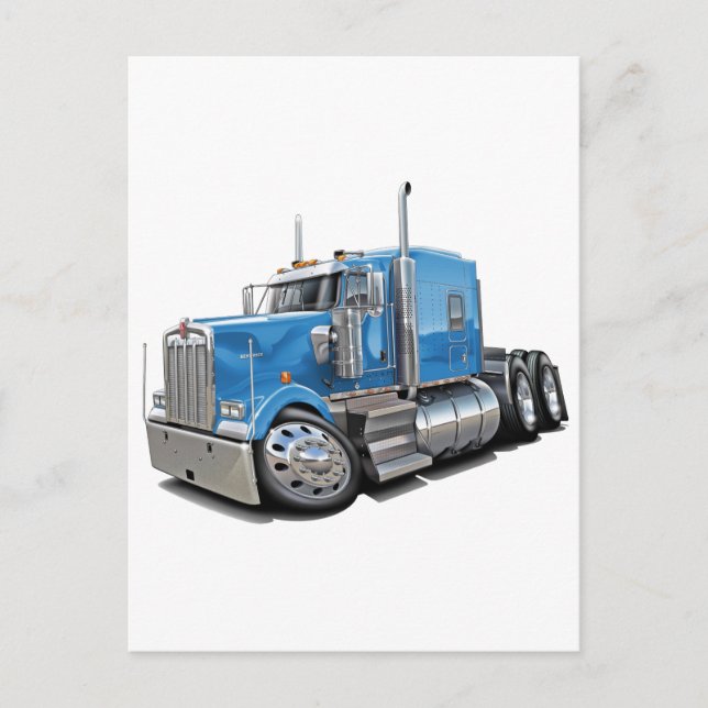 Cartão Postal Kenworth w900 Lt Blue Truck (Frente)