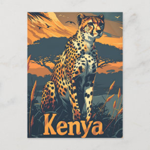 Cartão Postal Kenya Cheetah Vintage