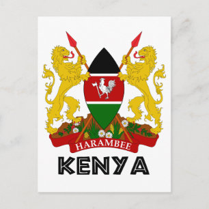 Cartão Postal KENYA - emblema / bandeira / casaco de braços / s