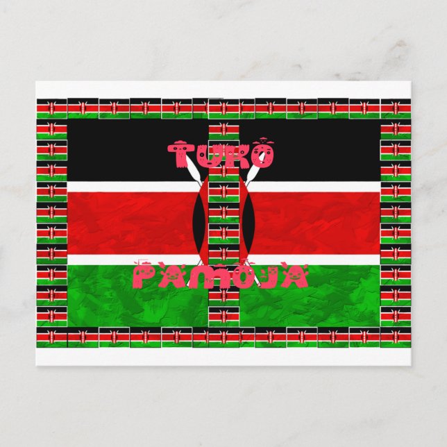 Cartão Postal Kenya Flag Tuko Pamoja (Frente)