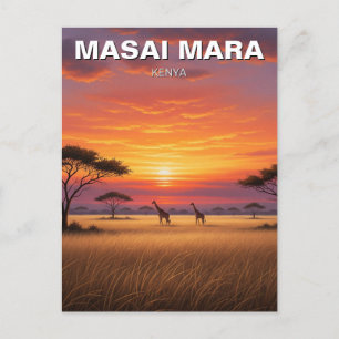 Cartão Postal Kenya Masai Mara Girafas Sunset