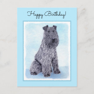 Cartão Postal Kerry Blue Terrier pintando uma pintura cãozinha o