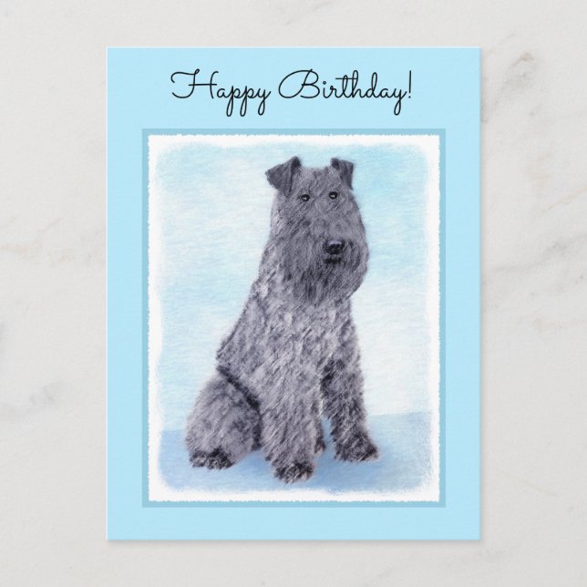Cartão Postal Kerry Blue Terrier pintando uma pintura cãozinha o (Frente)
