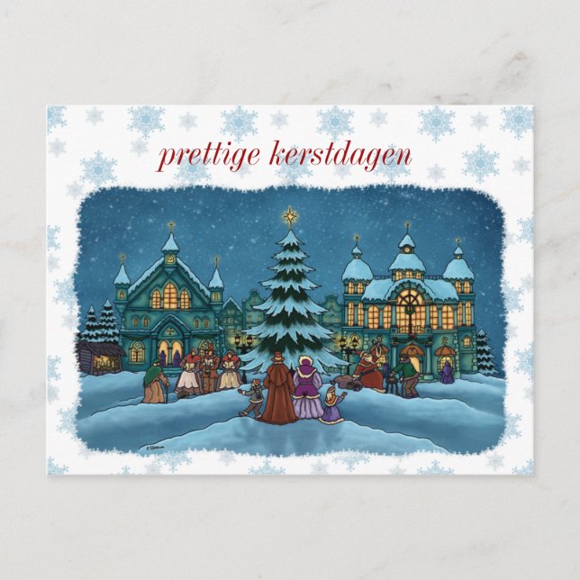 Cartão Postal kerst stad postkaart encontrou sneeuwrand nl (Frente)