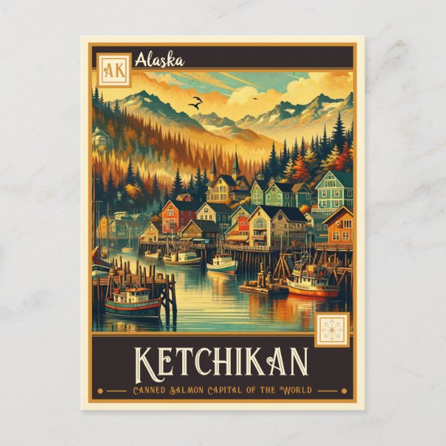 Cartão Postal Ketchikan, Alasca | Vintage (Frente)