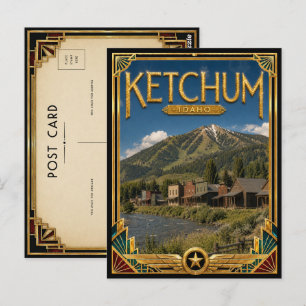Cartão Postal Ketchum Idaho Arte Deco Vintage Era de Ouro