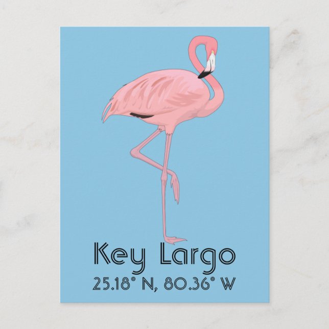 Cartão Postal Key Largo FL Keys Flamingo Latitude Longitude (Frente)