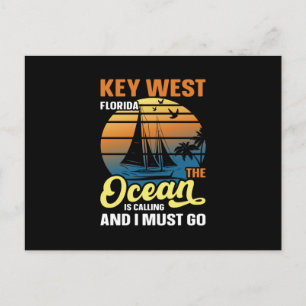 Cartão Postal Key West Flórida o oceano está chamando e eu devo